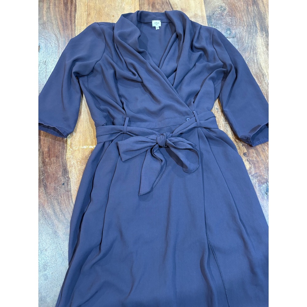 Wilfred Aritzia purple wrap dress shawl collar high low hem size 4 Plum Crepe - Picture 6 of 11